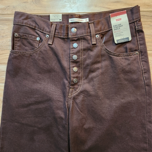 NEW Levi’s Ribcage Straight Ankle Ultra High Rise Jeans Brown Women's 30 - Picture 3 of 10